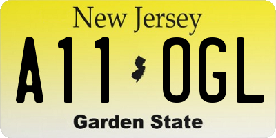 NJ license plate A11OGL