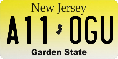 NJ license plate A11OGU