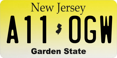 NJ license plate A11OGW
