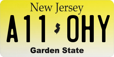 NJ license plate A11OHY