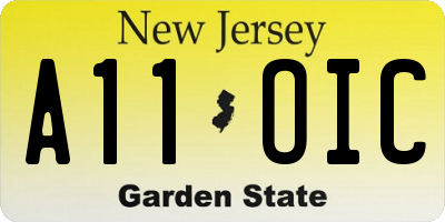 NJ license plate A11OIC