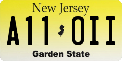 NJ license plate A11OII