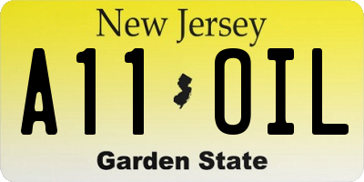 NJ license plate A11OIL