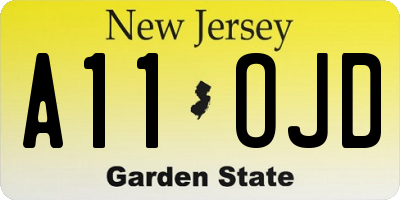 NJ license plate A11OJD