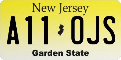 NJ license plate A11OJS