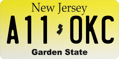 NJ license plate A11OKC