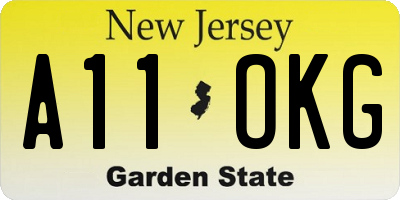 NJ license plate A11OKG