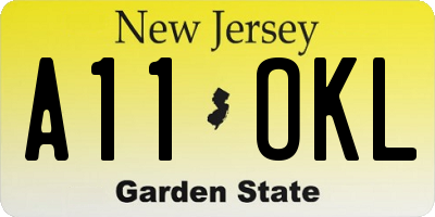 NJ license plate A11OKL