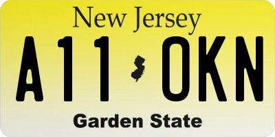 NJ license plate A11OKN