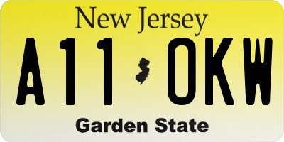 NJ license plate A11OKW