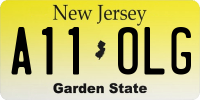 NJ license plate A11OLG