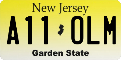 NJ license plate A11OLM