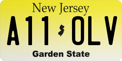 NJ license plate A11OLV