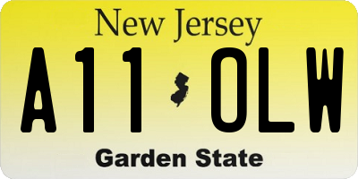 NJ license plate A11OLW