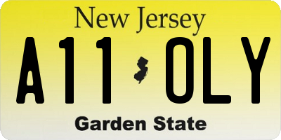 NJ license plate A11OLY