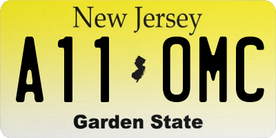 NJ license plate A11OMC