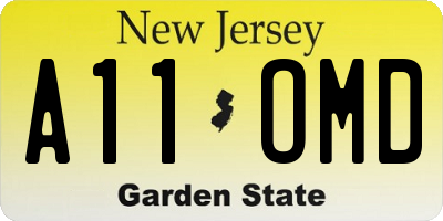 NJ license plate A11OMD