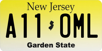 NJ license plate A11OML