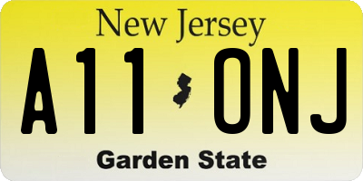 NJ license plate A11ONJ