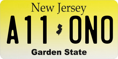 NJ license plate A11ONO