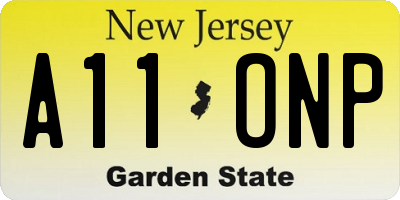 NJ license plate A11ONP