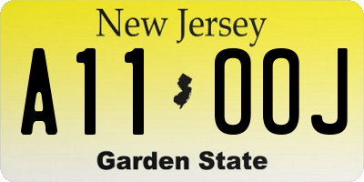 NJ license plate A11OOJ