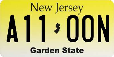 NJ license plate A11OON