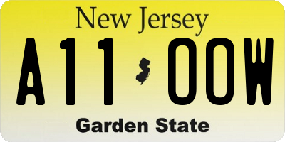 NJ license plate A11OOW
