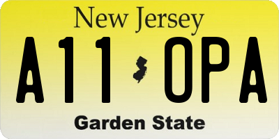 NJ license plate A11OPA
