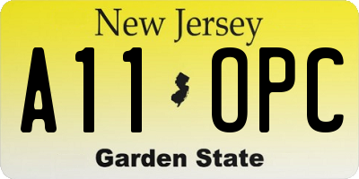 NJ license plate A11OPC