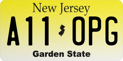NJ license plate A11OPG
