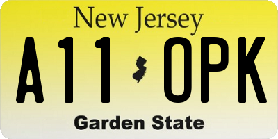NJ license plate A11OPK