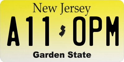 NJ license plate A11OPM