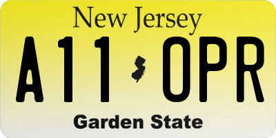 NJ license plate A11OPR