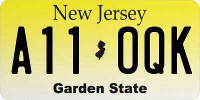 NJ license plate A11OQK