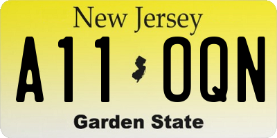 NJ license plate A11OQN
