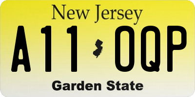 NJ license plate A11OQP