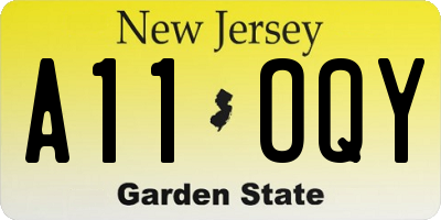 NJ license plate A11OQY