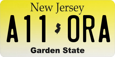 NJ license plate A11ORA