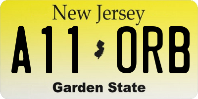 NJ license plate A11ORB
