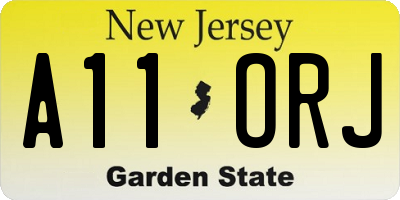 NJ license plate A11ORJ