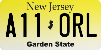 NJ license plate A11ORL