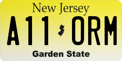 NJ license plate A11ORM