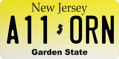 NJ license plate A11ORN
