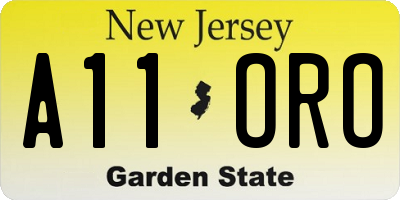 NJ license plate A11ORO