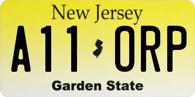 NJ license plate A11ORP