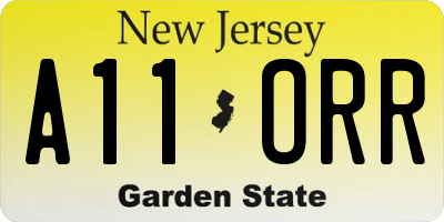 NJ license plate A11ORR