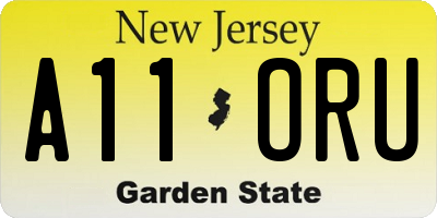 NJ license plate A11ORU
