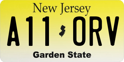 NJ license plate A11ORV