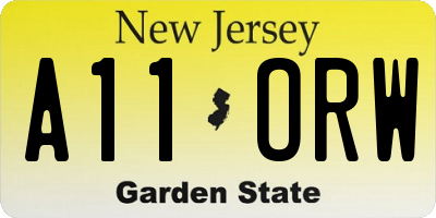 NJ license plate A11ORW